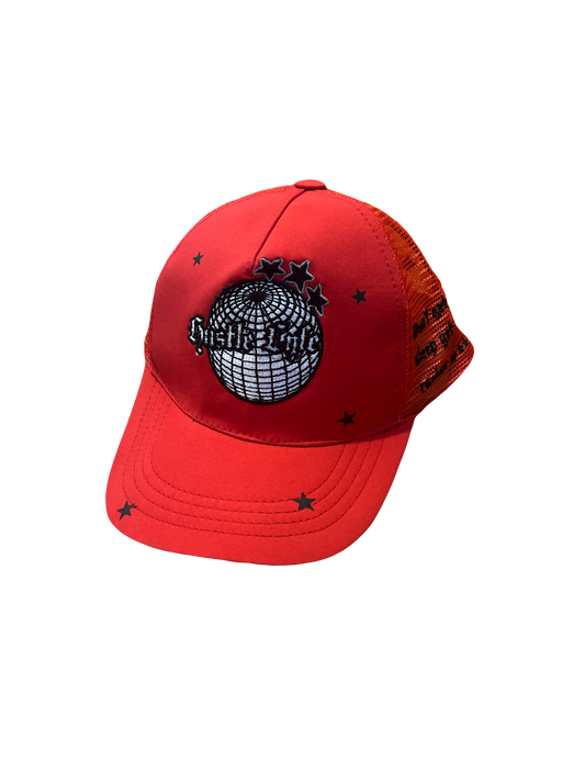 Red custom trucker hat